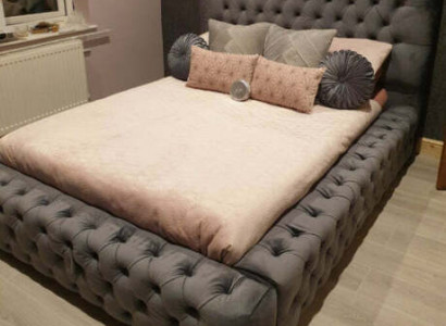 Design Modern Doppelbett Möbel 180x200 cm Polster Textil und Holz Schlafzimmer